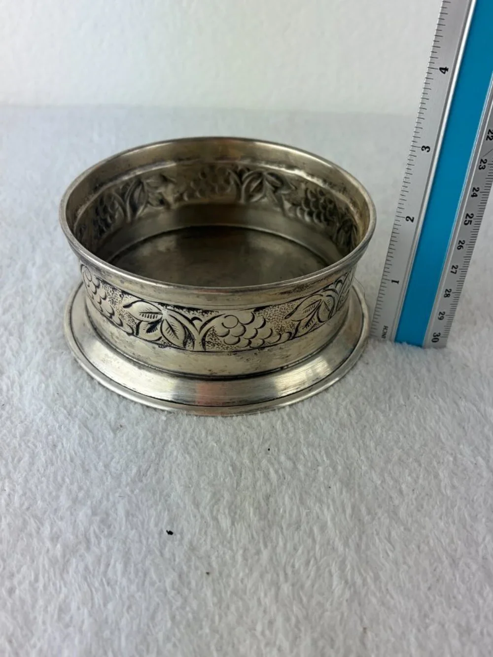 Pottery Barn Silver Decorative Pewter Wine Bottle Coaster Candle Holder